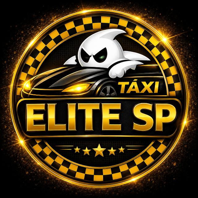 Emblema Táxi Elite SP em dourado e preto